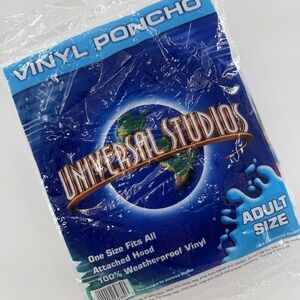 Universal Studios Clear Poncho Adult One Size Hooded Vinyl New Open Box Unused